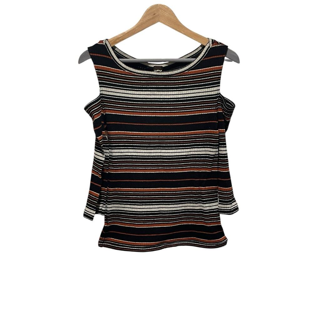 We The Free Ribbed Cold Shoulder Long Sleeve Women's Medium‎ Striped
